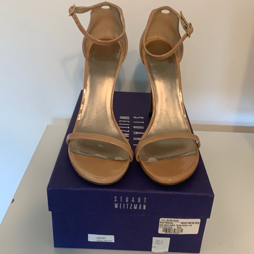 Stuart Weitzman Nudist Aniline Patent Leather heel